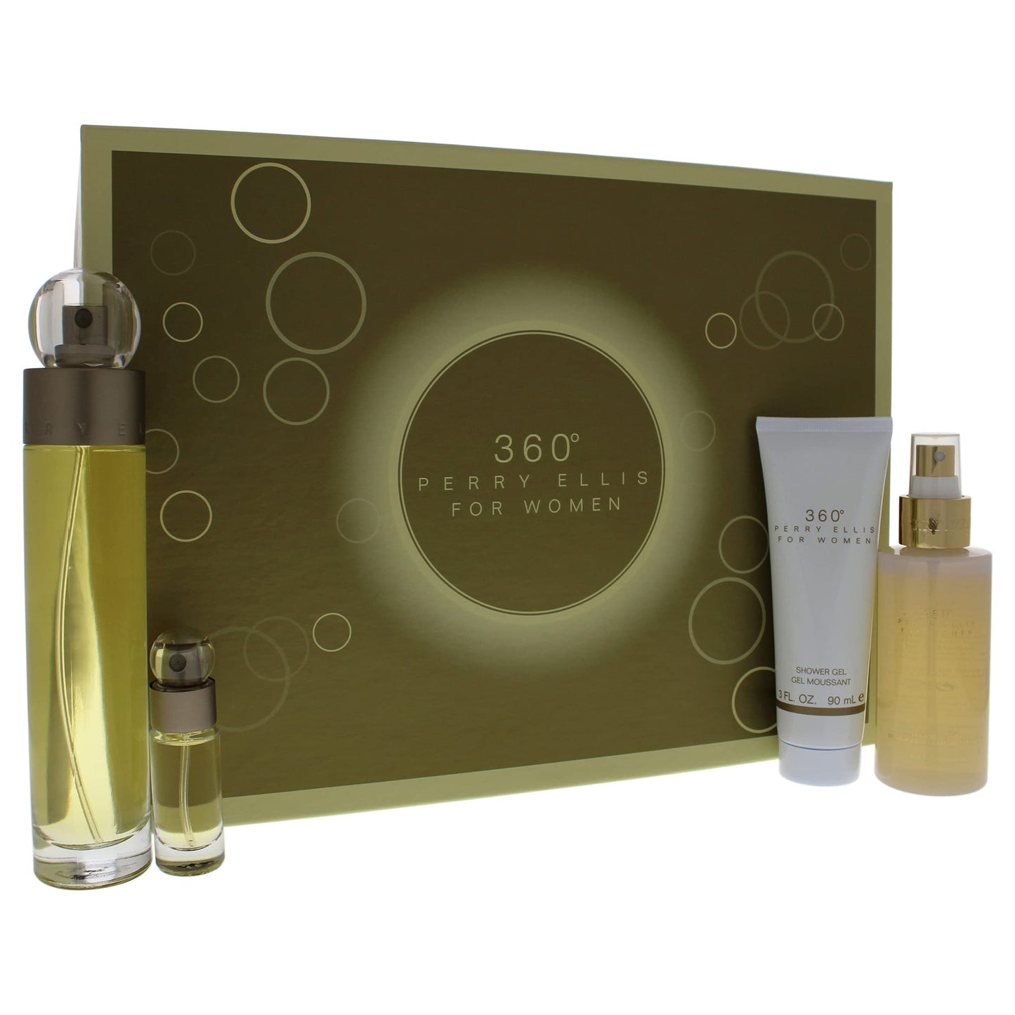 Perry Ellis 360 Women 3.4oz EDT Spray, 4oz Body Mist Spray, 3oz Shower Gel, 0.25oz EDT Spray 4 Pc Gift Set Beauty & Personal Care Perry Ellis