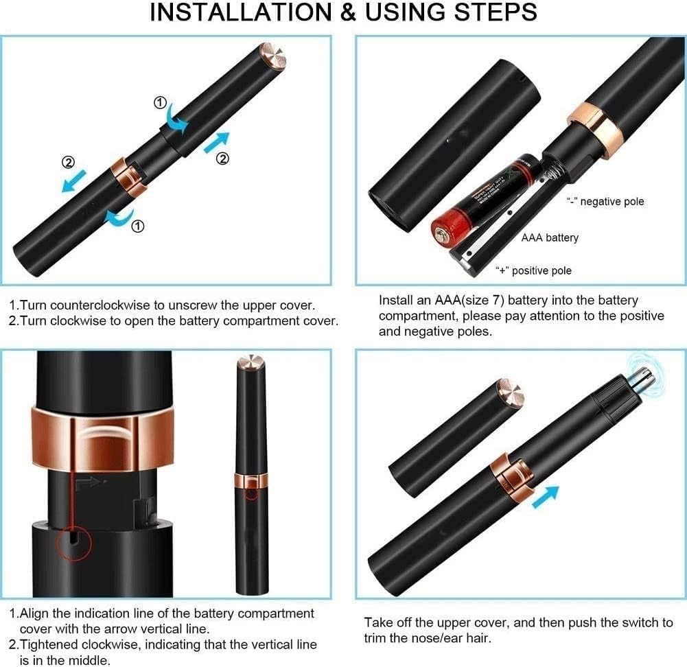 HCUCTOS Hair Trimmer for Nose Ear Hair Trimming, Waterproof Stainless Steel Head, Mute Motor, Precision Groomer, The Safety has a Beautiful, Low Noise Beauty and Personal Care HCUCTOS