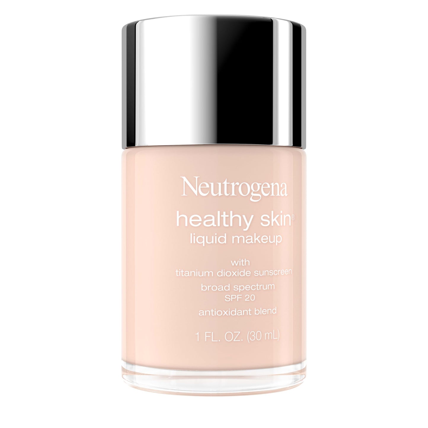 Neutrogena Healthy Skin Liquid Foundation Makeup Broad Spectrum SPF 20 Sunscreen, Medium Coverage, Vit B5, Antioxidants, All Day Wear, Shell 100C, 1 Beauty & Personal Care Neutrogena