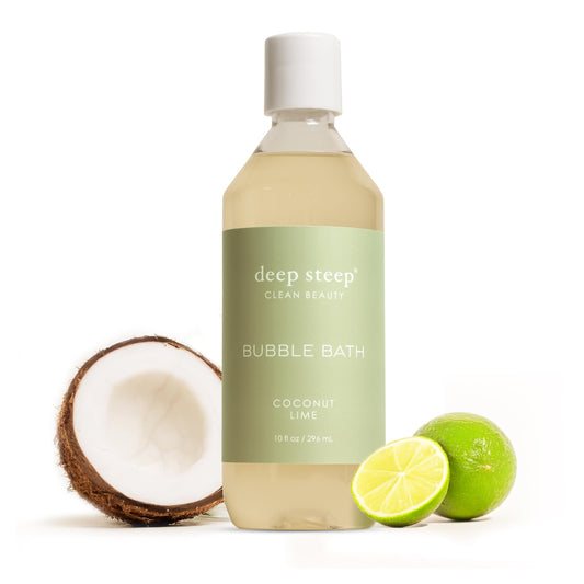Deep Steep Bubble Bath, Coconut Lime, 10 oz - Soothing Soak with Shea Butter, Argan Oil, Aloe Vera & Coconut Oil - Vegan, Sulfate-Free, PH-Balanced Beauty and Personal Care Deep Steep