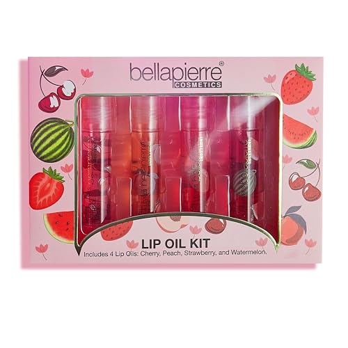 bellapierre Cosmetics 4-Piece Natural Lip Oil Kit | Moisturizing Lip Gloss Set | Fruit Flavored Lip Oil Collection with Rollerball Applicator Beauty & Personal Care bellapierre