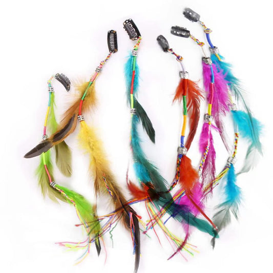 6 Pcs Hair Feather Clip in Handmade Boho Hippie Feather Clip Pirate Hair Accessories Halloween Hair Accessories Clips Festival Accessories for Girls Beauty & Personal Care TAORANJU