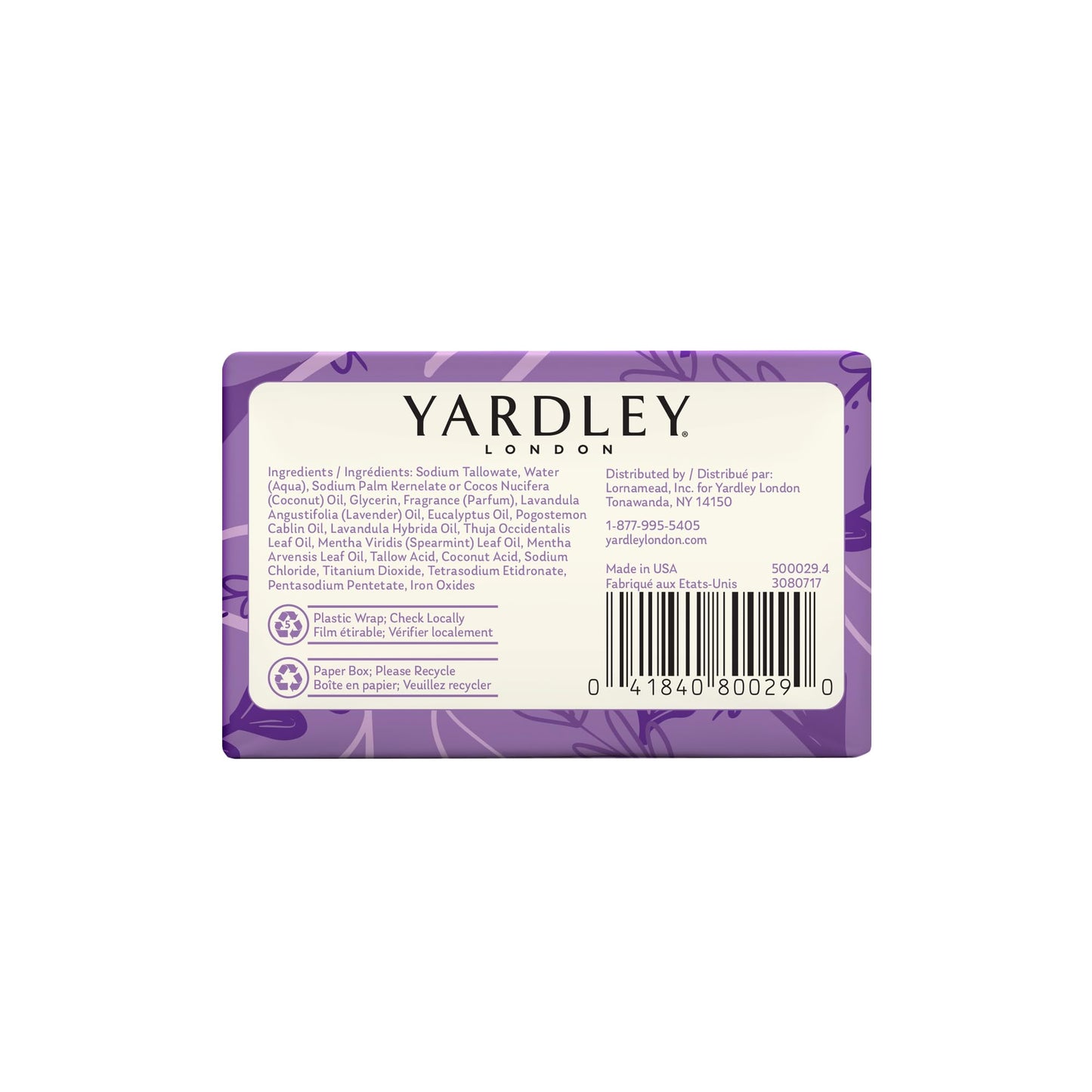 Yardley London Nourishing Bath Soap Bar English Lavender, Calms & Soothes with Pure Lavender Extracts & Essential Oils 4.0 oz Bath Bar, 2 Soap Bars Beauty & Personal Care Yardley