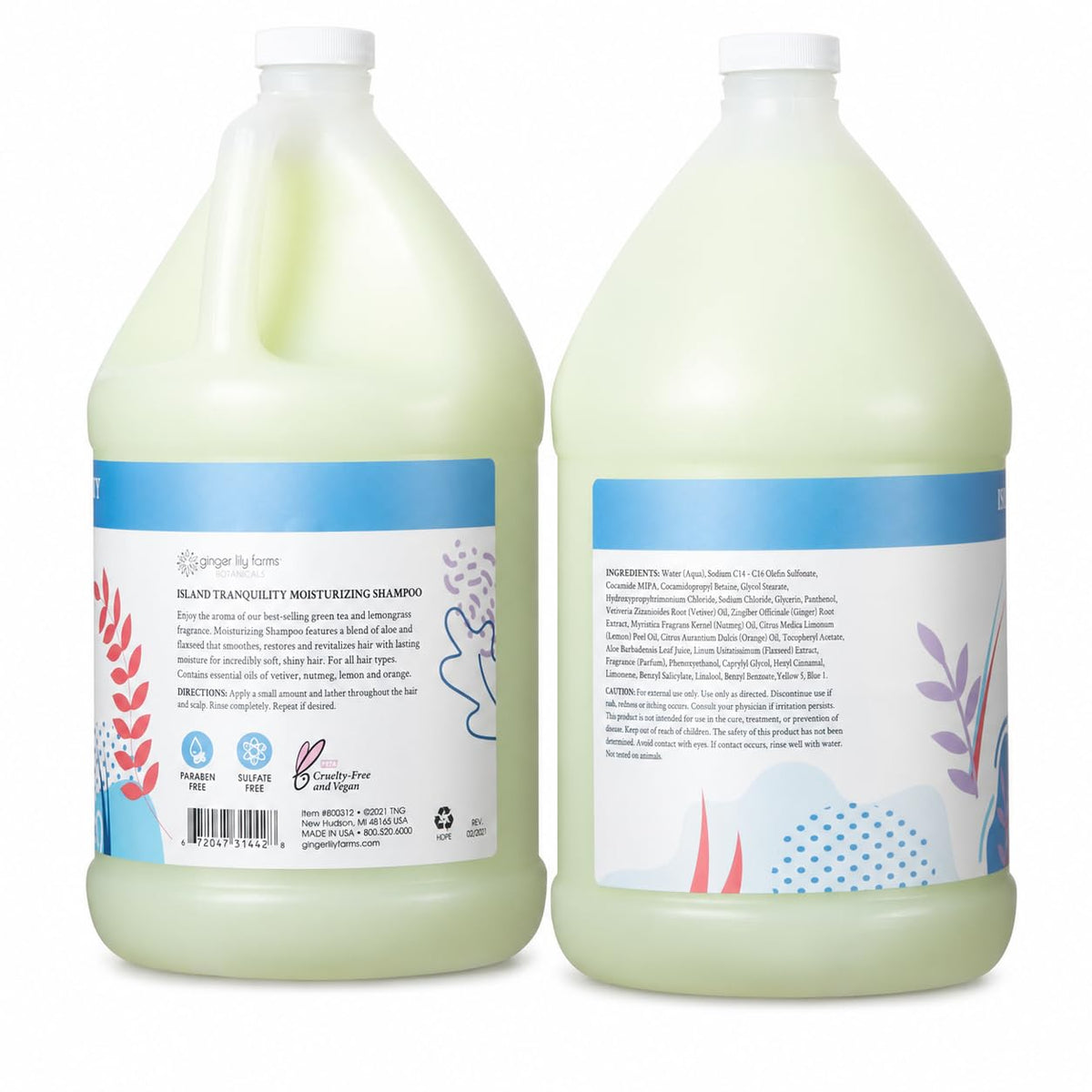 Ginger Lily Farms Botanicals Shampoo, 128oz/4pk, Island Tranquility