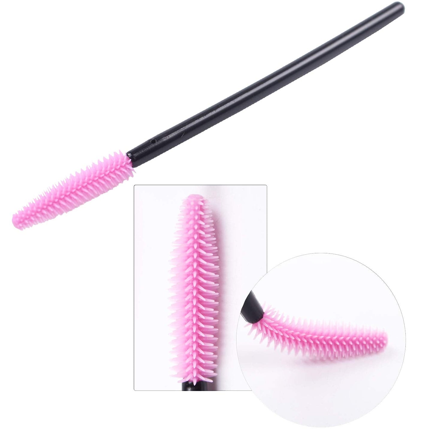 BIHRTC Pack of 100 One-Off Disposable Silicone Eyelash Mascara Brushes Wands Applicator Eyebrow Brush Makeup Tool Kit Set Deep pink Beauty & Personal Care BIHRTC