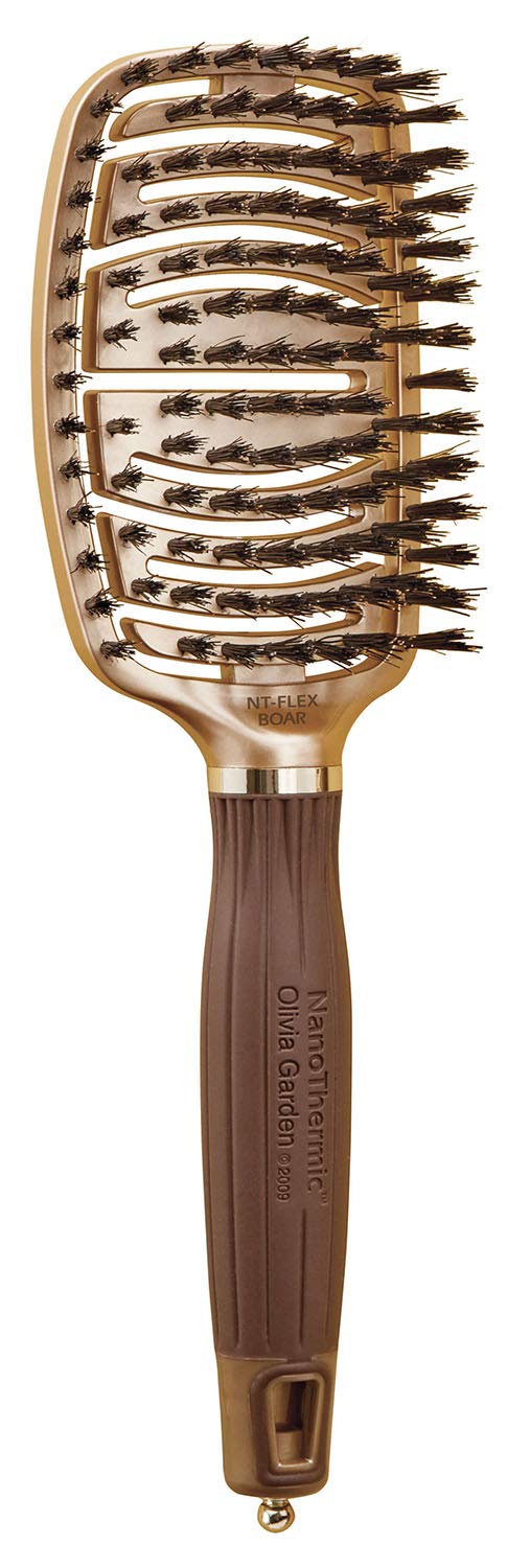 Olivia Garden NanoThermic Ceramic + Ion Flex Scalp-Hugging & Vented Hair Brush NT-FLEXBR (Boar) Beauty & Personal Care Olivia Garden
