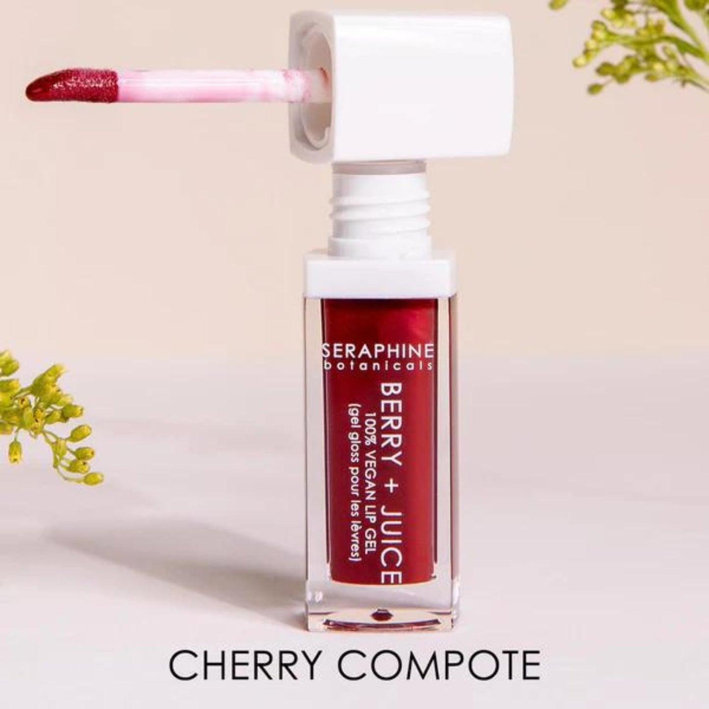 Seraphine Botanicals Berry + Juice - 100% Vegan Lip Gel Tinted Gloss 0.20 fl oz (Cherry Compote) Beauty & Personal Care Seraphine Botanicals