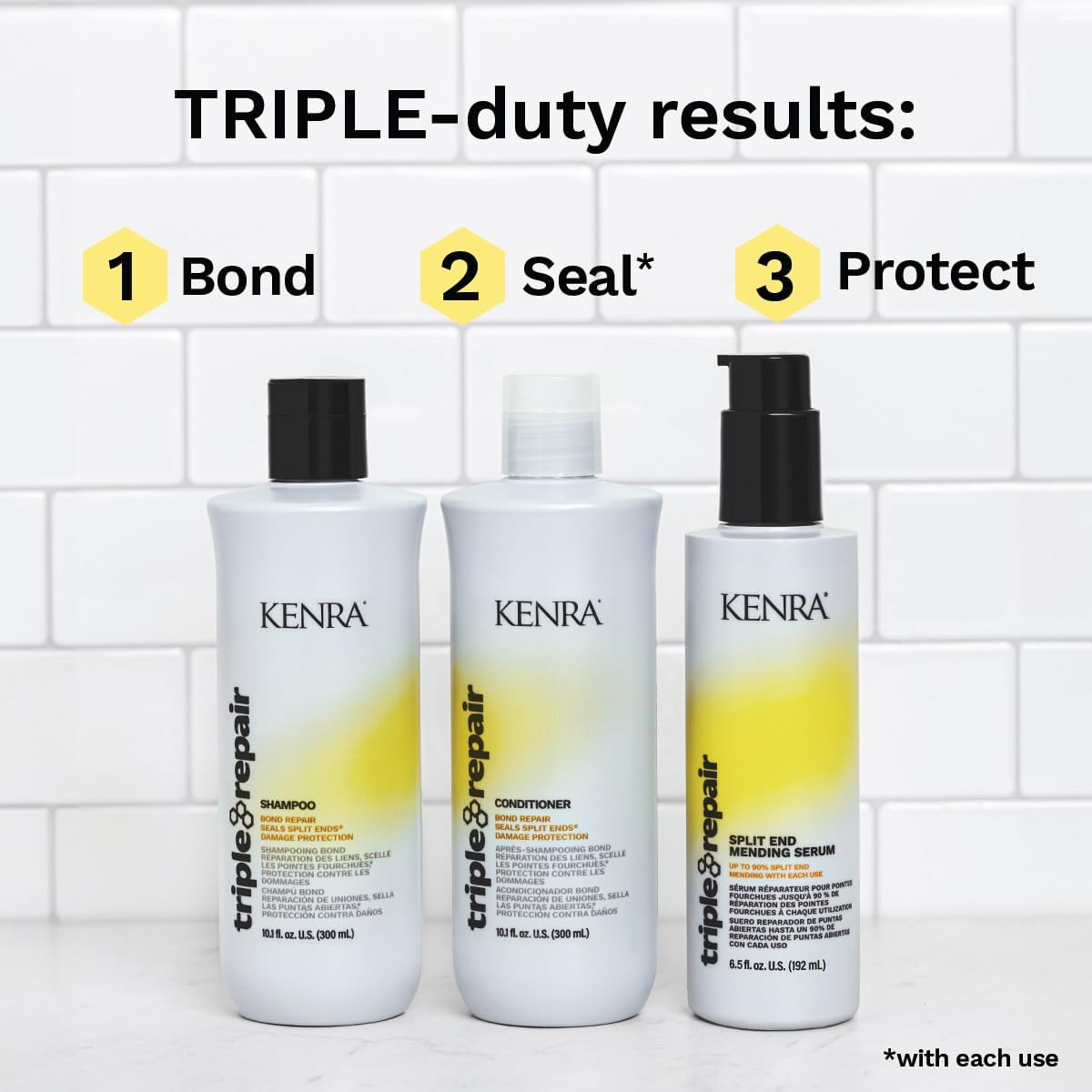Kenra Triple Repair Split End Mending Serum | Up to 90% Split End Mending with Each Use | Targets & Repairs Weak or Broken Bonds | Split Ends |