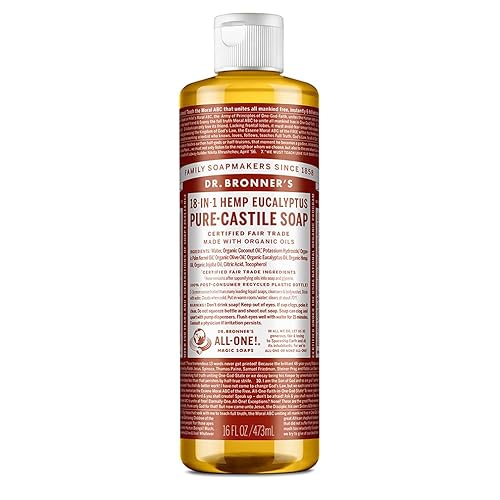 Dr. Bronner's Pure-Castile Magic Soap Liquid (Eucalyptus, 16 Ounce) - Made with Regenerative Organic Certified Oils, 18-in-1 Uses: Face, Body, Hair Beauty & Personal Care Dr. Bronner's