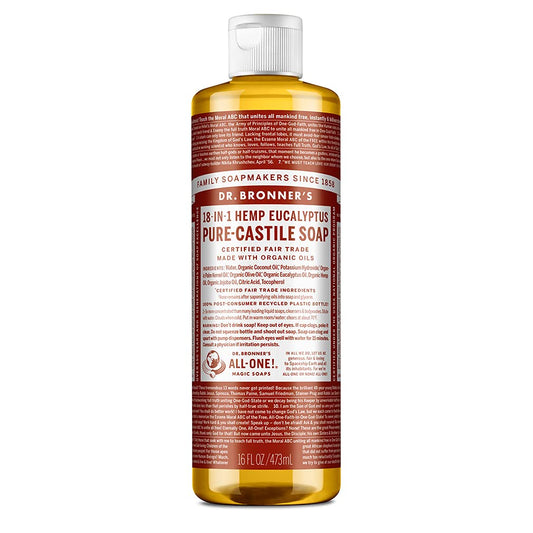 Dr. Bronner's Pure-Castile Magic Soap Liquid (Eucalyptus, 16 Ounce) - Made with Regenerative Organic Certified Oils, 18-in-1 Uses: Face, Body, Hair Beauty & Personal Care Dr. Bronner's