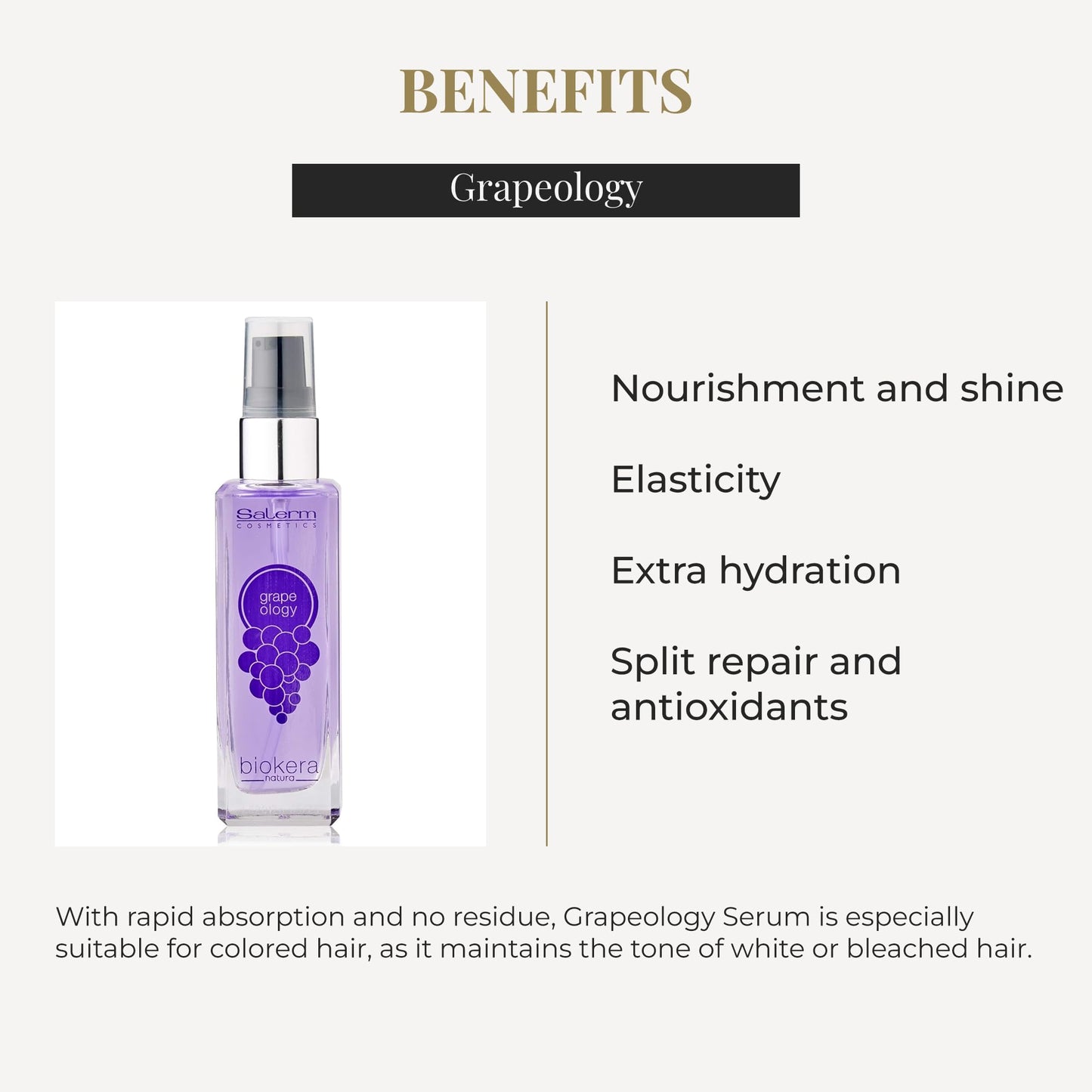 SALERM - Grape Seed Oil - Salerm Grapeology Biokera Natura - 60 ml - Split Ends Repair - Hydrating Serum for Dry and Damaged Hair - Antioxidant Beauty & Personal Care SALERM