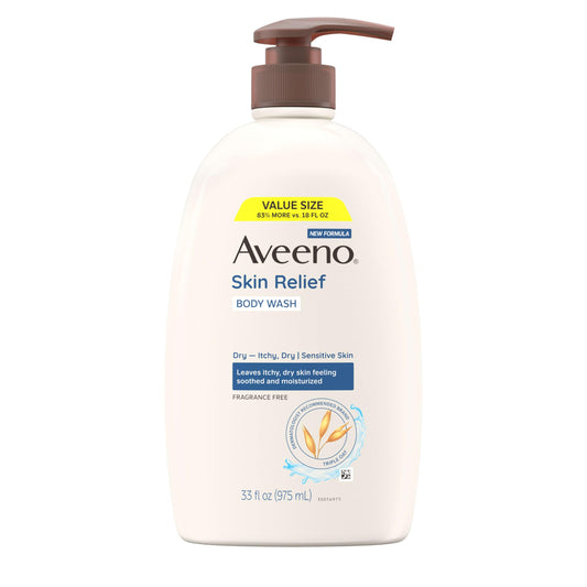 Aveeno Skin Relief Fragrance Free Body Wash Triple Oat Formula Gentle Daily Cleanser for Itchy Dry Sensitive Skin Soap & Paraben Free, Soothes Skin Beauty and Personal Care Aveeno Default Title