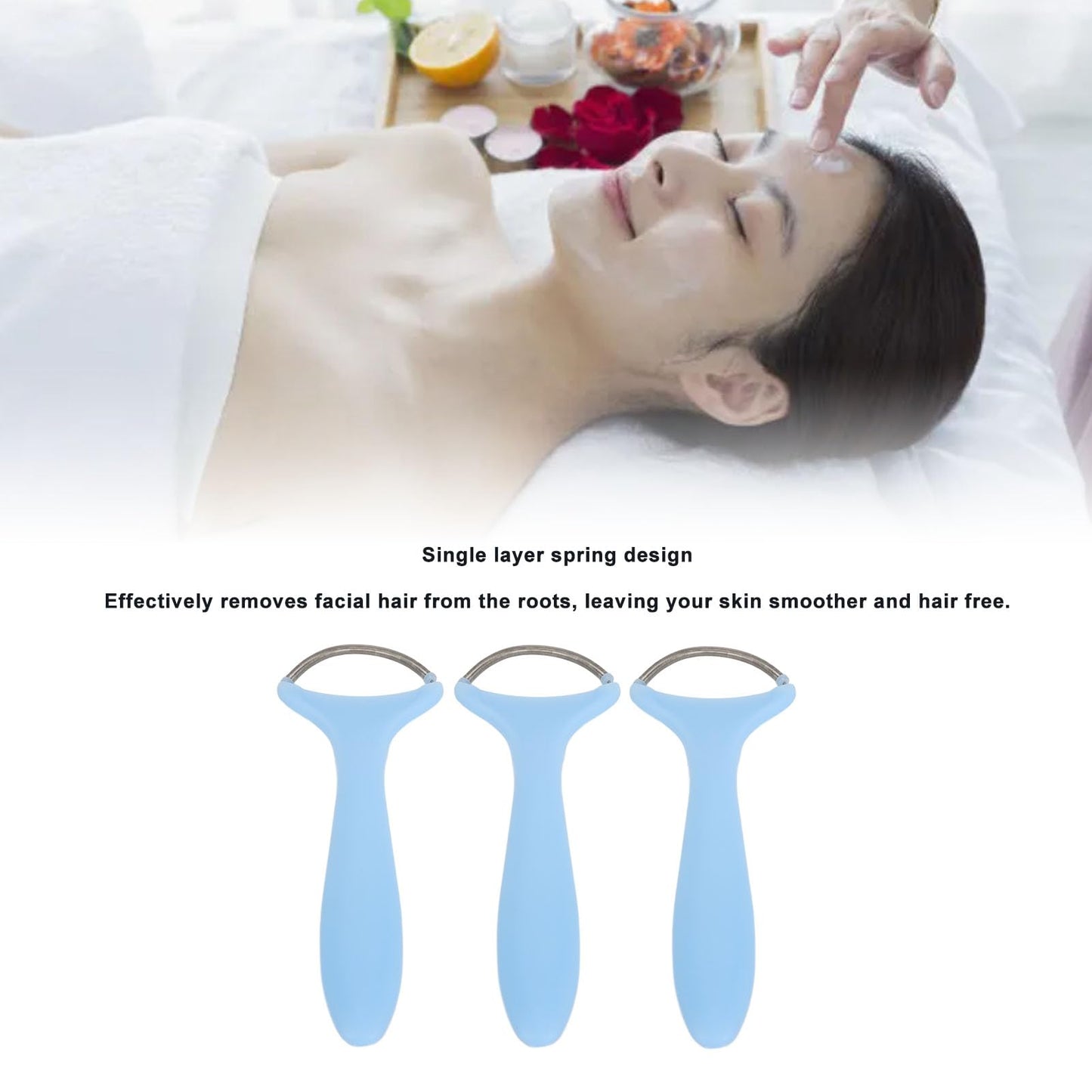 Threading Epilator, 3pcs Spring Hair Remover for Women Long Handle Stainless Steel Gentle Spring Threading Epilator Coil for Chin Cheek Mustache Upper Beauty and Personal Care ZJchao