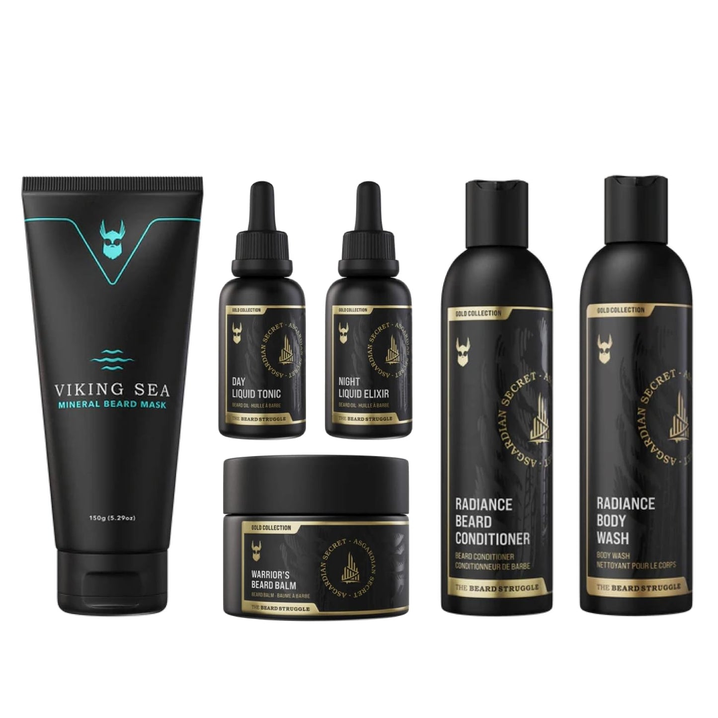The Complete Beard Growth Kit by Beard Struggle - Mens Grooming Kit with Balm, Mask, Conditioner, Wash & Oils - Asgardian Secret, Gold Collection Beauty and Personal Care The Beard Struggle
