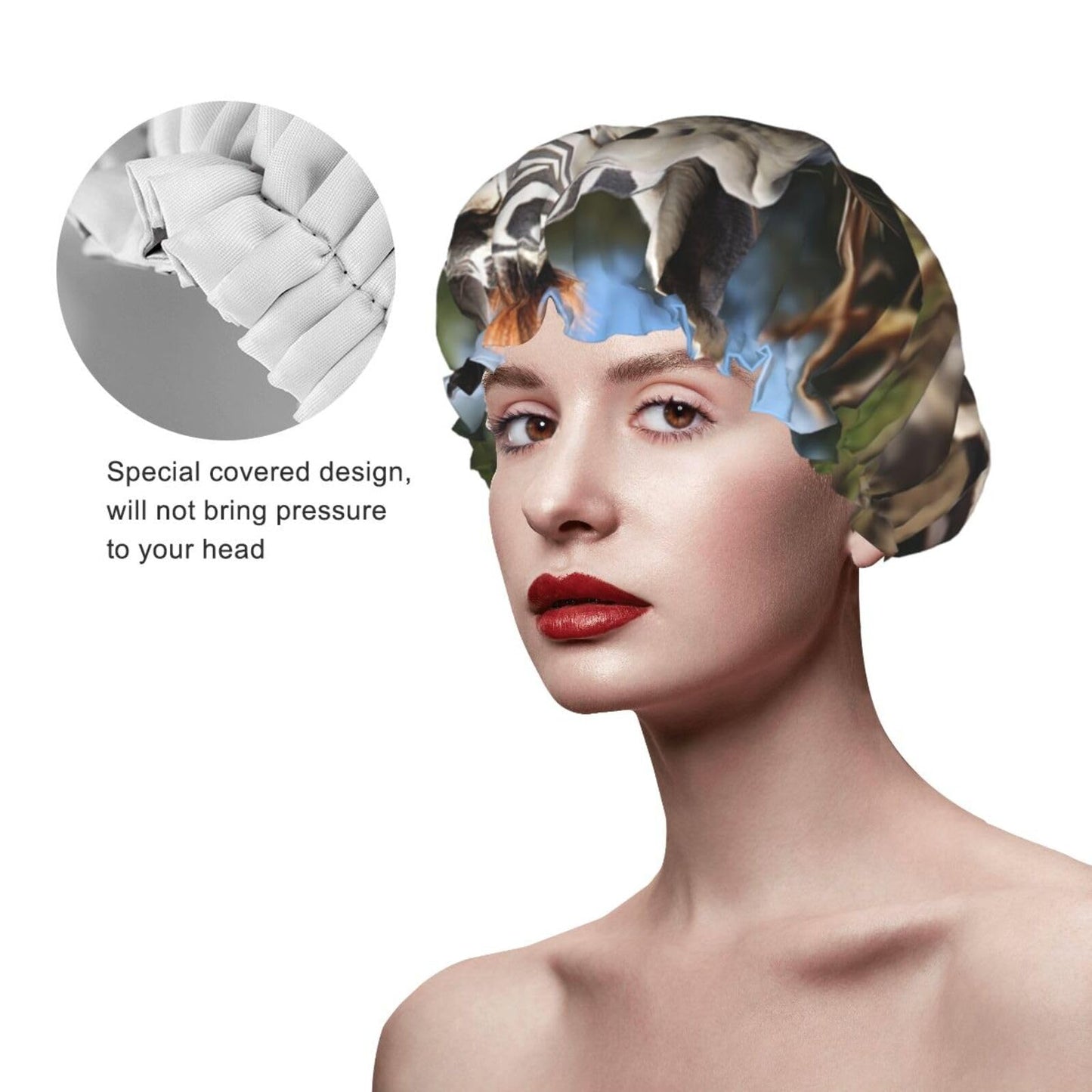 Funny Zebra Shower Cap For Women Reusable Double Layers Bathing Bath Cap Hair Caps Waterproof Elastic Band Ladies Spa Salon Shower Hat Hair Caps Beauty and Personal Care GDSHJKLW