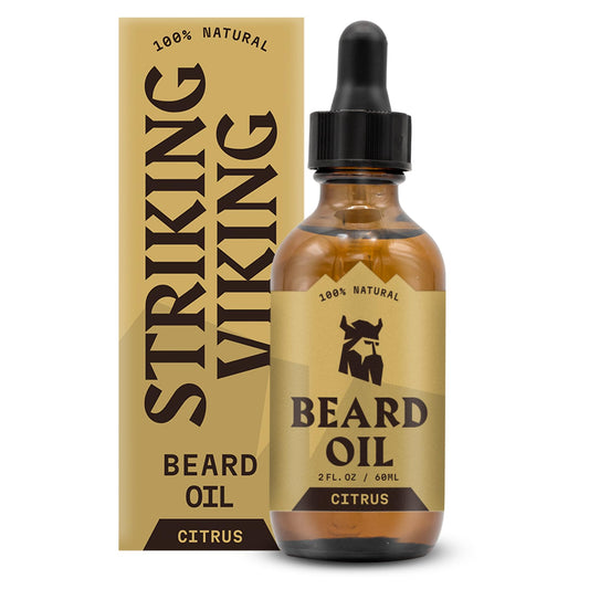 Striking Viking Citrus Beard Oil for Men - 2 Fl Oz, Citrus Scented - Moisturizing & Softening Formula With Jojoba, Argan & Tea Tree Oil Beauty & Personal Care Striking Viking