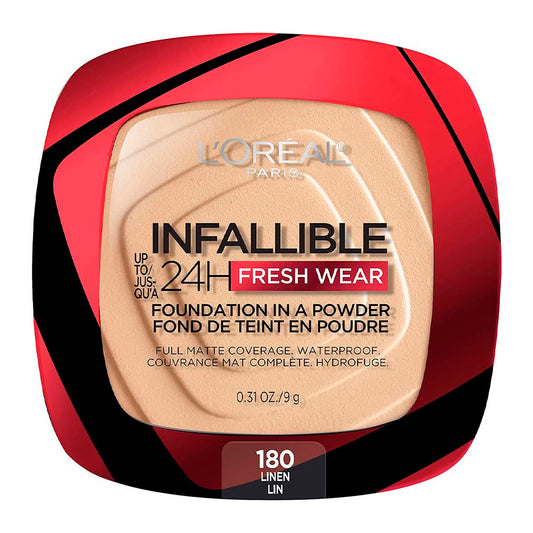 L'Oreal Paris Makeup Infallible Fresh Wear Foundation in a Powder, Up to 24H Wear, Waterproof, Linen, 0.31 oz. Beauty & Personal Care L'Oreal Paris