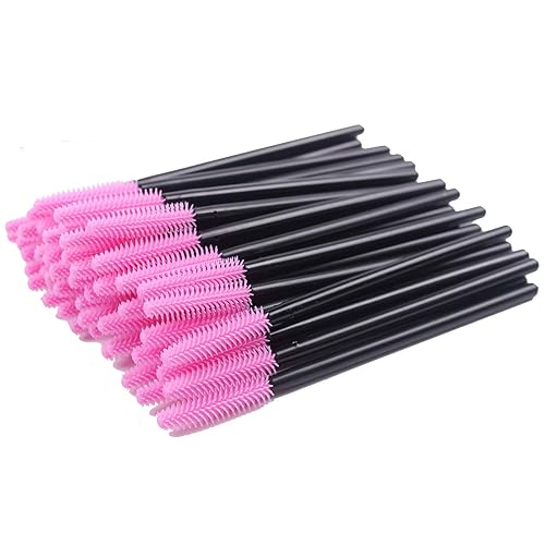 BIHRTC Pack of 100 One-Off Disposable Silicone Eyelash Mascara Brushes Wands Applicator Eyebrow Brush Makeup Tool Kit Set Deep pink Beauty & Personal Care BIHRTC