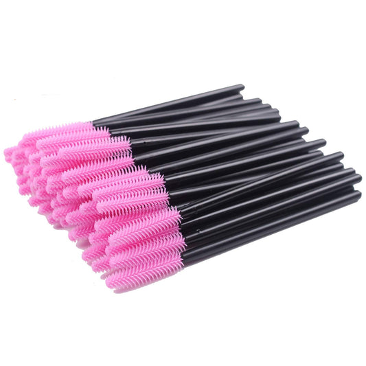 BIHRTC Pack of 100 One-Off Disposable Silicone Eyelash Mascara Brushes Wands Applicator Eyebrow Brush Makeup Tool Kit Set Deep pink Beauty & Personal Care BIHRTC