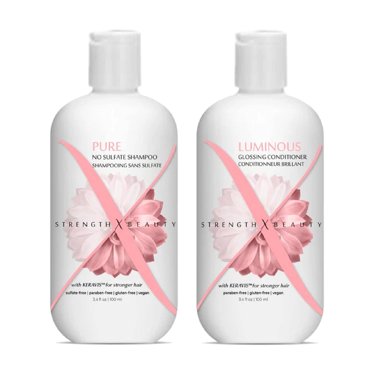 Strength x Beauty -2 pc. Discovery Set: Pure | Luminous Shampoo and Conditioner 3.4 oz. Try-Me | Travel Size Beauty & Personal Care Strength x Beauty