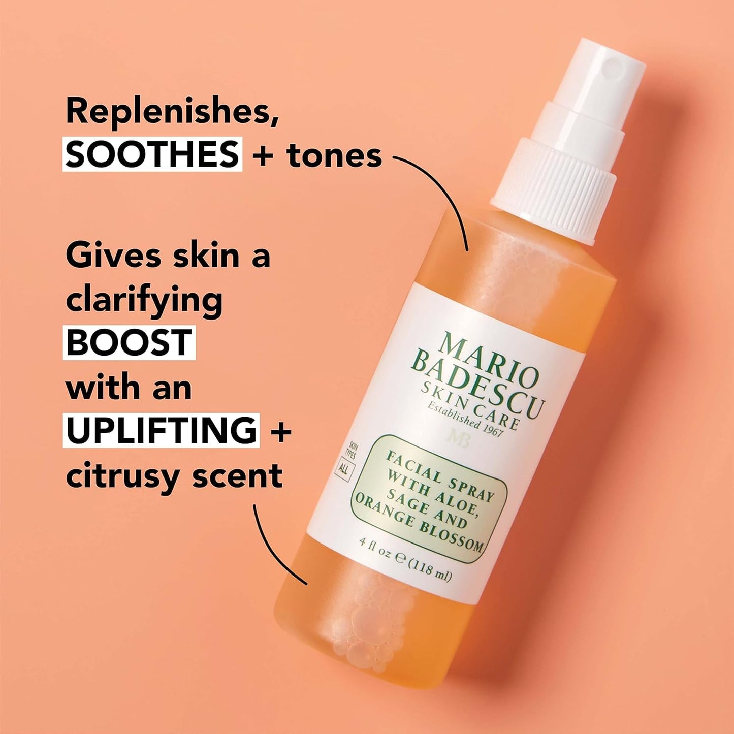 Mario Badescu Facial Spray with Aloe, Sage and Orange Blossom for All Skin Types | Face Mist That Hydrates & Uplifts | 4 FL OZ & 2 FL OZ Combo Beauty & Personal Care Mario Badescu