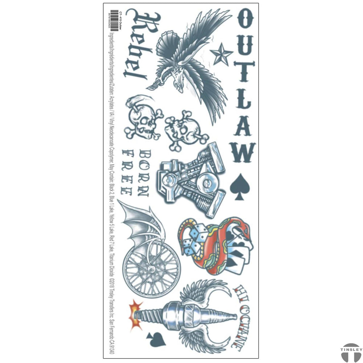 Biker Outlaw Temporary Tattoos - Realistic Extra Large Body Art for Festivals, Gym, Beach & Nightlife - Easy to Apply & Remove, Waterproof & Skin Safe