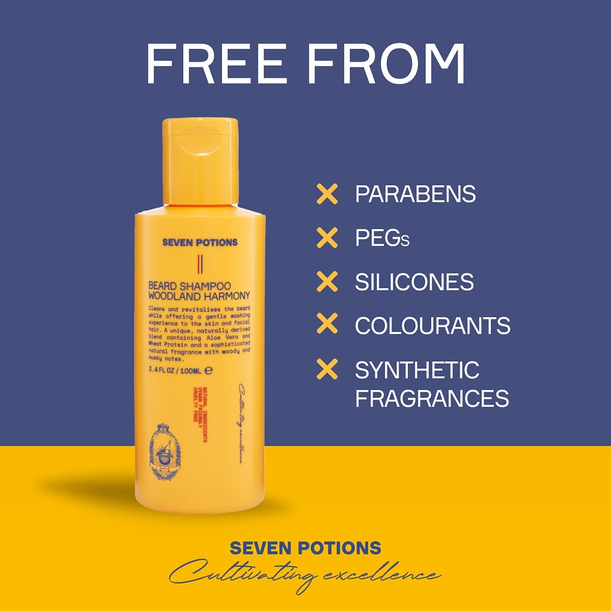 SEVEN POTIONS Beard Shampoo for Men - Gentle, Cleansing Wash for a Clean, Itch-Free Beard - Natural, Vegan, Cruelty-Free - (Woodland Harmony, 3.4 Fl Beauty & Personal Care SEVEN POTIONS