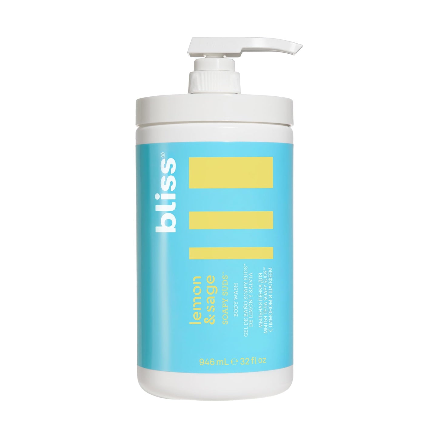 Bliss Soapy Suds Body Wash - Lemon and Sage - 32 Fl Oz - Gentle and Hydrating for Supremely Soft Skin - Paraben Free - Vegan & Cruelty Free Beauty & Personal Care Bliss