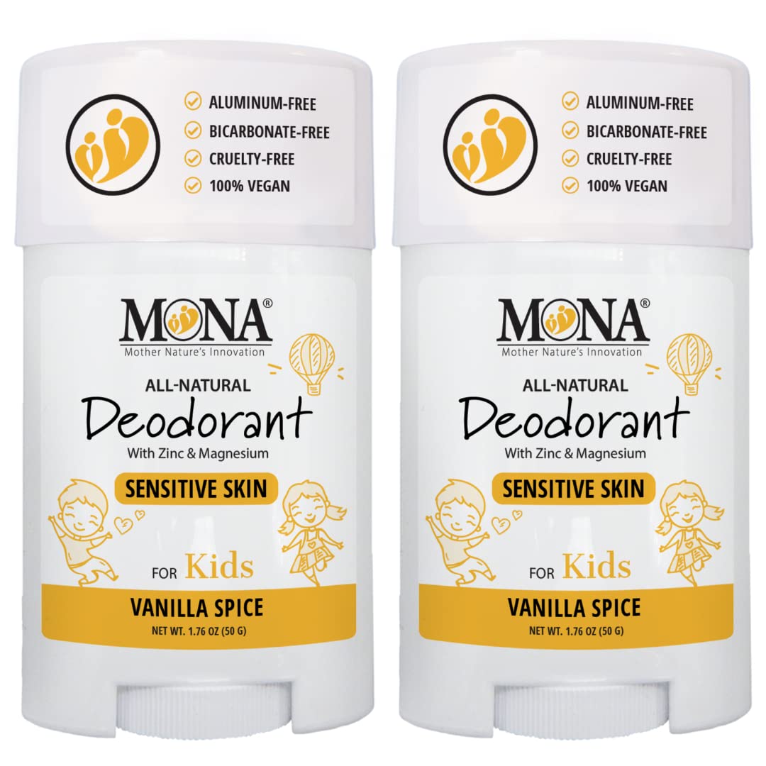 MONA Brands Vanilla Spice Natural Deodorant for Kids, Preteens & Teens, Aluminum Free, Gluten and Baking Soda Free, Gentle for Sensitive Skin, Vegan Beauty and Personal Care MONA