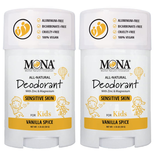 MONA Brands Vanilla Spice Natural Deodorant for Kids, Preteens & Teens, Aluminum Free, Gluten and Baking Soda Free, Gentle for Sensitive Skin, Vegan Beauty and Personal Care MONA