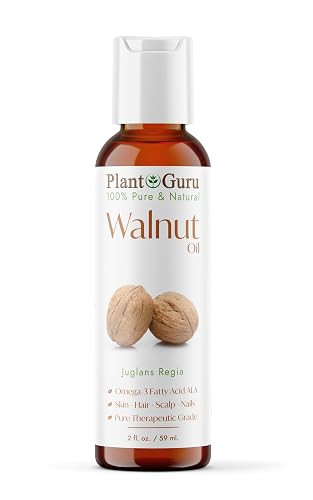 Plant Guru Walnut Oil 2 fl. oz. - Cold Pressed 100% Pure Natural - Skin, Body, Face, and Hair Growth Moisturizer. Great For Creams, Lotions, Lip balm Beauty & Personal Care Plant Guru