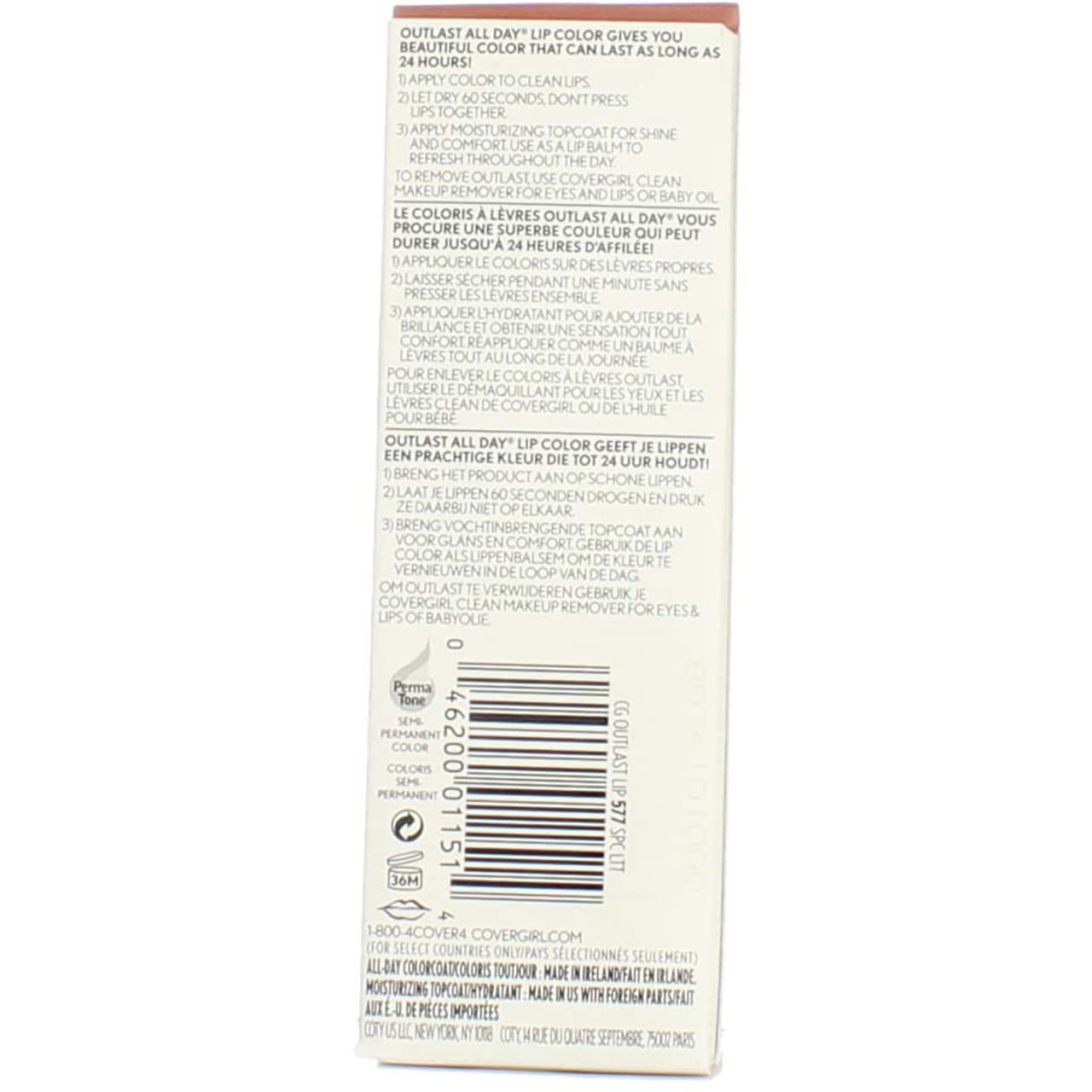 CoverGirl Outlast All Day Lipcolor, Spiced Latte [577] 1 ea (Pack of 8) Beauty & Personal Care COVERGIRL