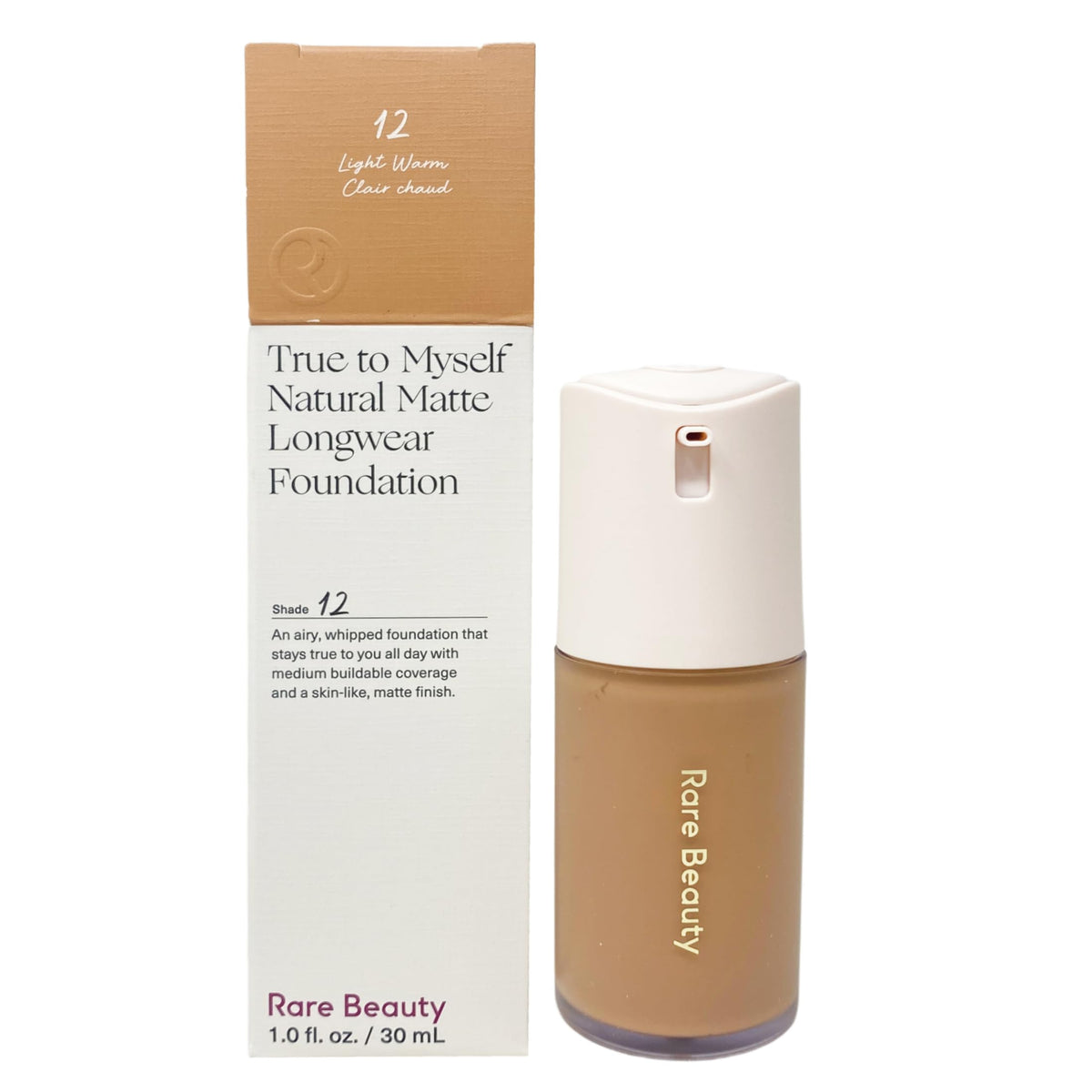 Rare Beauty True to Myself Natural Matte Longwear Foundation - 12 Light Warm (1 fl oz / 30 mL)