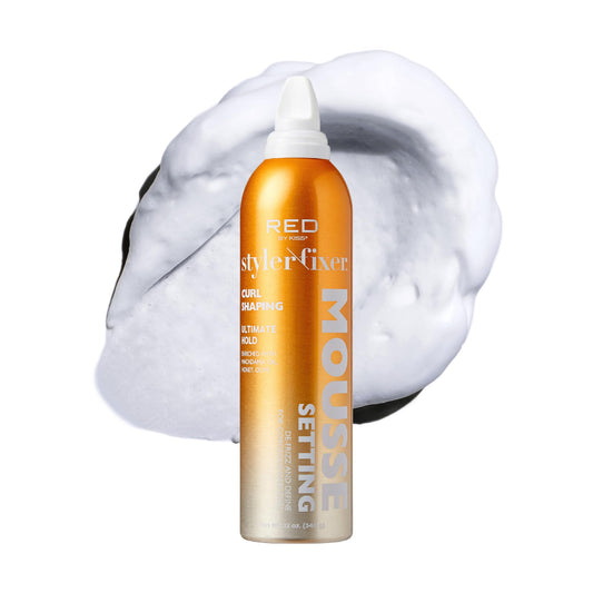 Red by Kiss Setting Mousse Braid Frizz Control, Curl Definition, Shine, Maximize Volume, Ultimate Hold, Long Lasting, Non Sticky Creamy Foam Style Beauty & Personal Care Red by Kiss