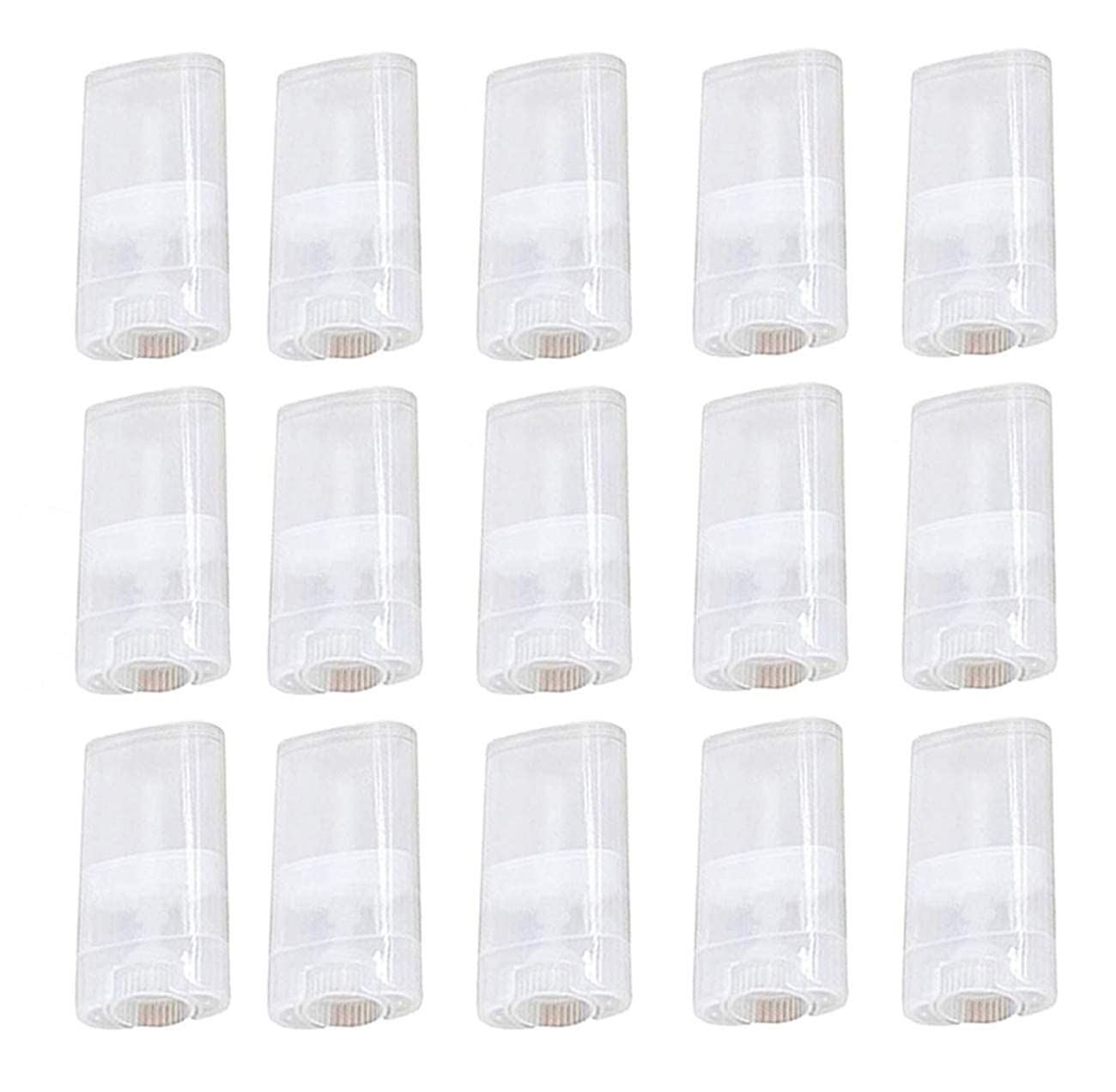 Healthcom 30pcs 0.5 Oz Clear Empty Plastic Deodorant Containers New Empty Oval Lip Balm Tubes 15ml Oval Deodorant Containers for Lipstick Crayon Beauty and Personal Care Healthcom