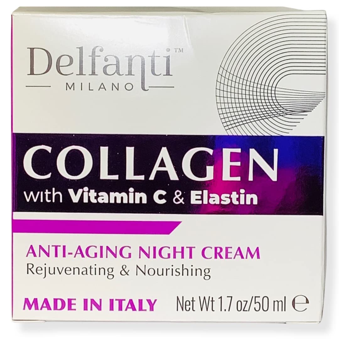 Delfanti-Milano • COLLAGEN with VITAMIN C & ELASTIN • Rejuvenating & Nourishing • Anti-Aging Night Cream • Face and Neck Moisturizer • Made in Italy Beauty & Personal Care Delfanti-Milano