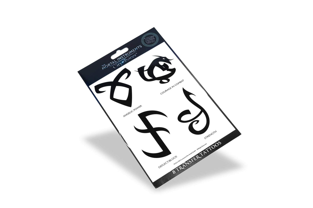 The Mortal Instruments: City Of Bones Battle Runes Tattoos - Temporary Tattoo 8-Pack - Fake Black Ink for Men, Women & Kids - Cool Face, Body, Hand