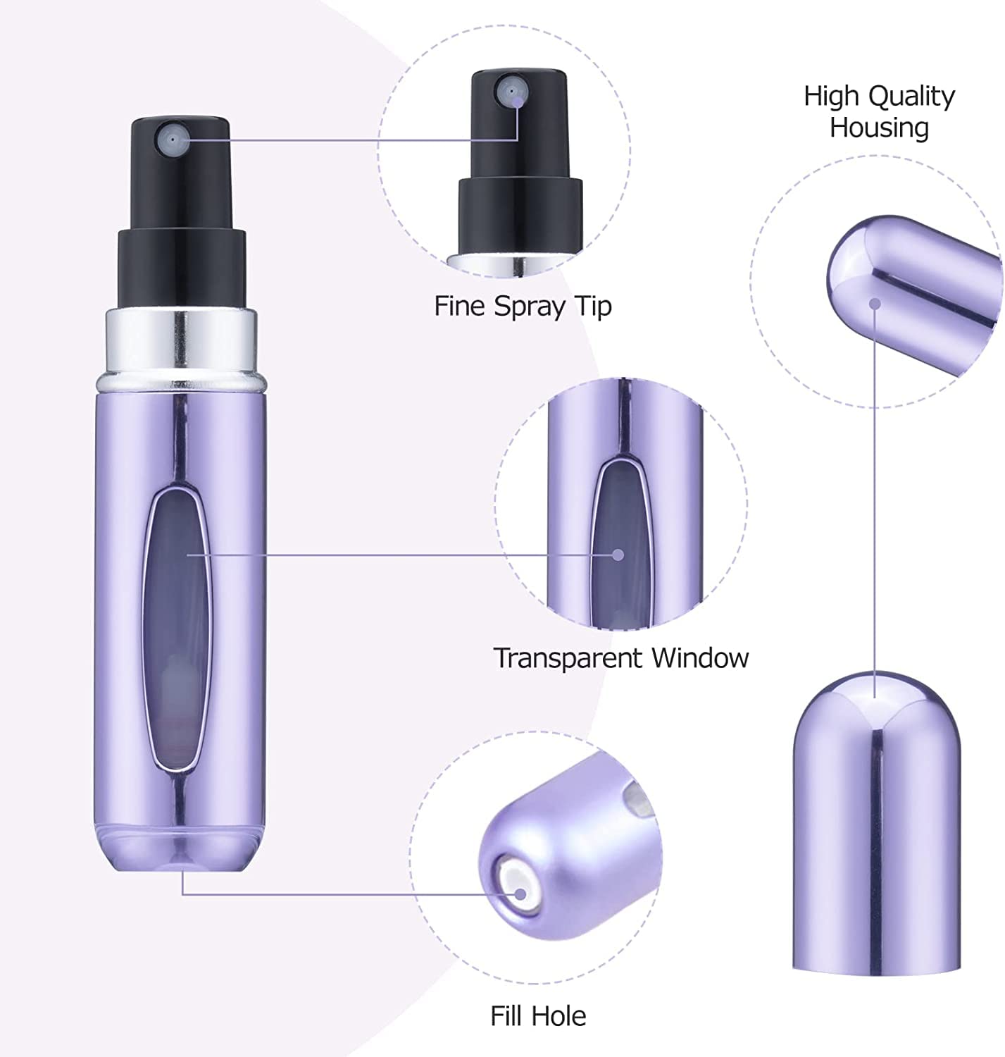HonKuaDL Travel Perfume Atomizer, Refillable Cologne Bottle Spray Container - Must-Have for Travel (5 Pack, 5ml/0.2oz) Beauty & Personal Care HonKuaDL