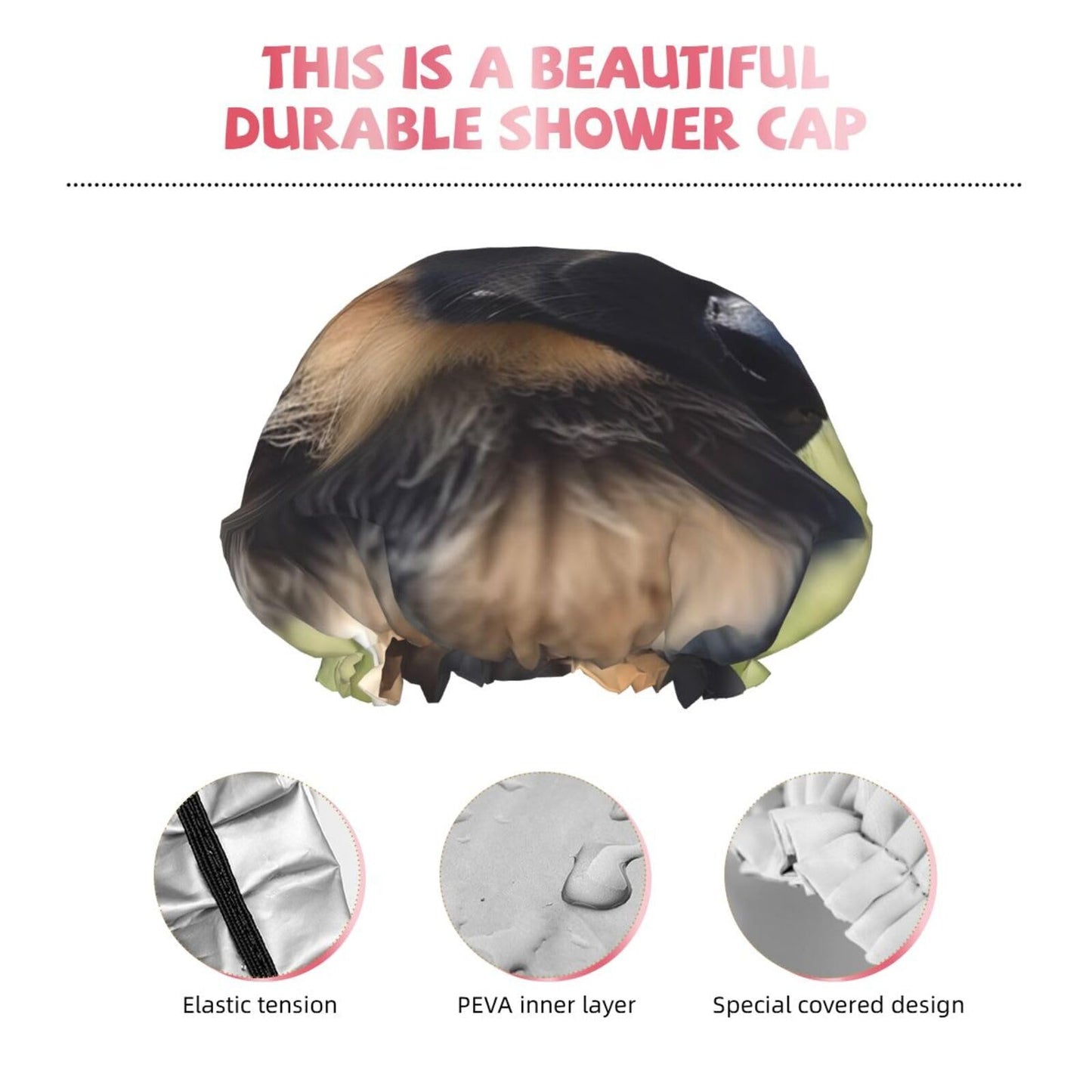 German Shepherd Puppy Shower Cap for Women Men Large Reusable Shower Bonnet Double-Layer Waterproof Bath Caps Elastic Band Hair Hat for All Beauty and Personal Care BWLHJKE