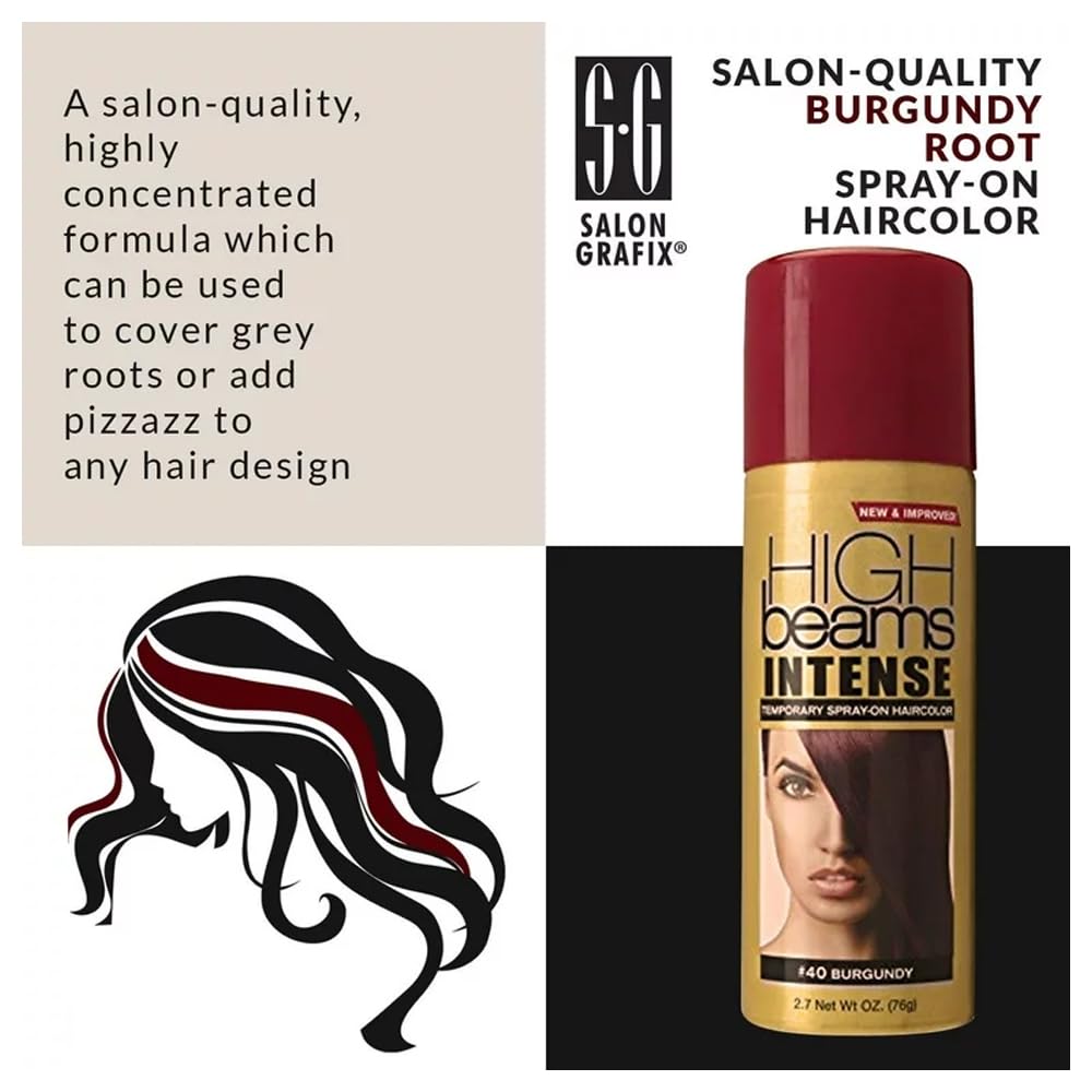 Salon Grafix High Beams Intense Temporary Spray - Burgundy for Unisex - 2.7 oz Hair Color Beauty & Personal Care Salon Grafix