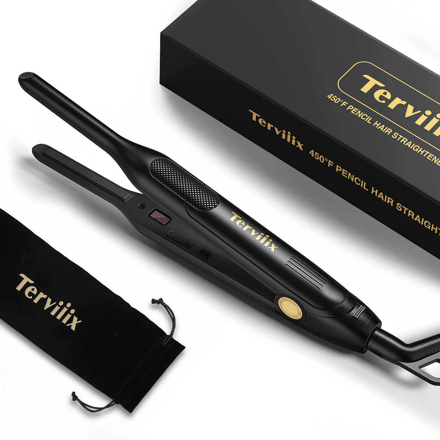Terviiix Pencil Flat Iron for Edges & Short Hair, 3/10 Inch Small Hair Straightener for Men, Ceramic Mini Flat Iron for Pixie & Beard, 15s Fast Heat Beauty & Personal Care Terviiix
