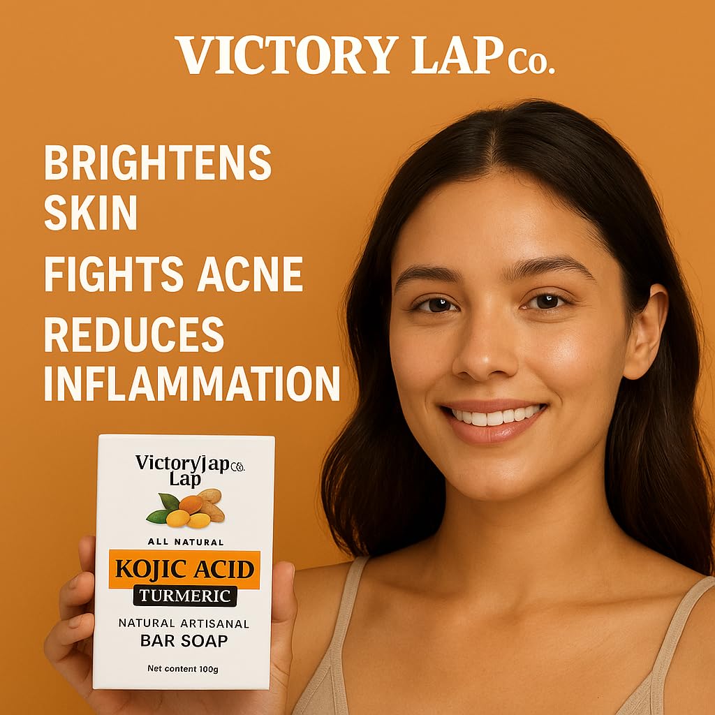 Victory Lap Co Kojic Acid & Turmeric Soap Bar for Dark Spot removal - Skin Lightening Soap with Vitamin C, Retinol, Shea Butter & Lemon Oil Beauty & Personal Care Victory Lap Co