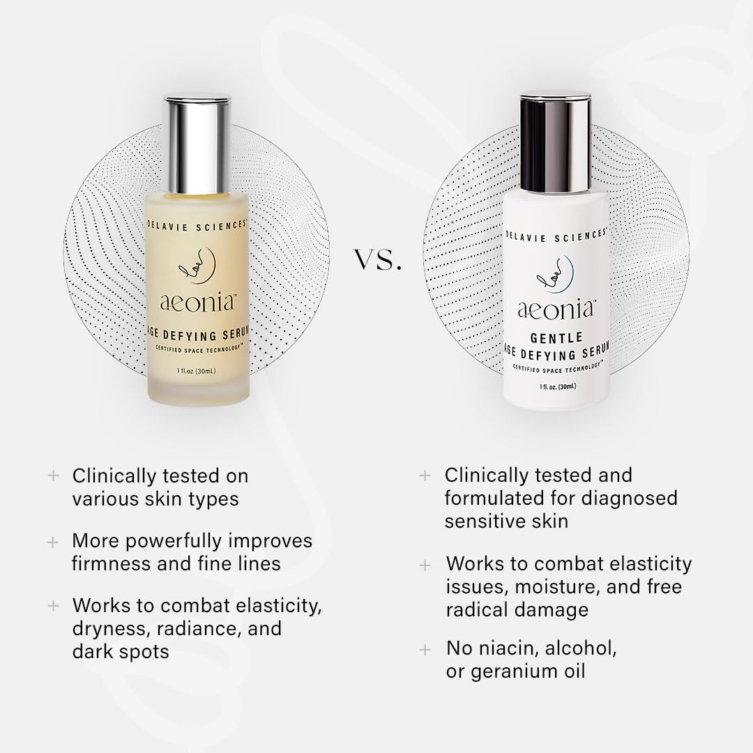 Aeonia Gentle Age-Defying Serum - Certified Space Technology Skincare, Age-Defying Face Serum with Bacillus Lysate & Resveratrol - Hydrates, Firms Beauty & Personal Care Delavie Sciences