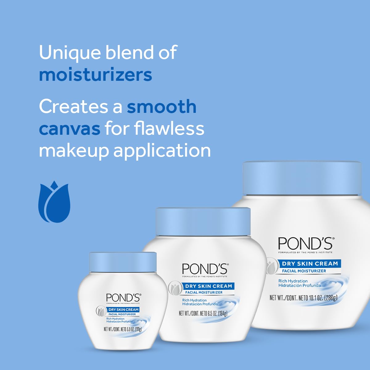 POND’S Dry Skin Cream - Moisturizing Face Cream for Deep Hydration - Daily Hydrating Facial Moisturizer for Radiant Skin - Dermatologist Tested Beauty & Personal Care POND'S