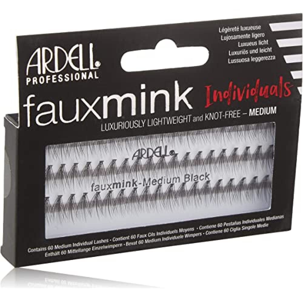 Ardell False Eye Lashes Faux Mink Individuals Medium Black, 1 Pack
