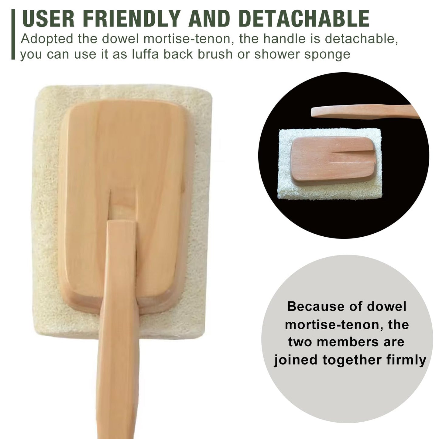 2 Pack Natural Exfoliating Loofah Luffa Loofa Bath Brush On a Stick, Shower Sponge Back Scrubber with Long Wooden Handle for Men & Women, Deep Clean Beauty & Personal Care METLUCK