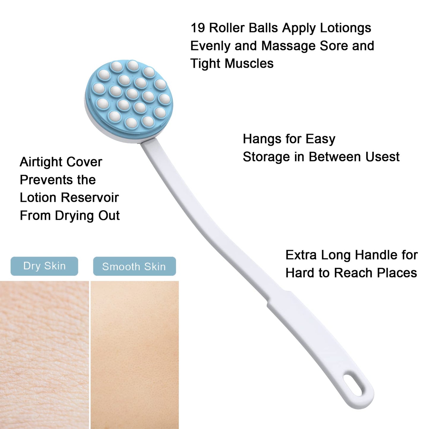 Yiesoum Back Lotion Applicator and Massager by Body Long Handheld self-Handhled Easy Reach for Sunscreen, Cream, Shower Gel on Back, Legs and Feet Beauty & Personal Care Yiesoum