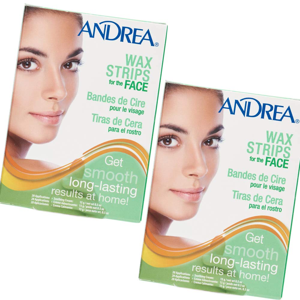 Andrea Hair Removal Wax Strips for the Face - 20 Applications, 2 packs Beauty and Personal Care ANDREA