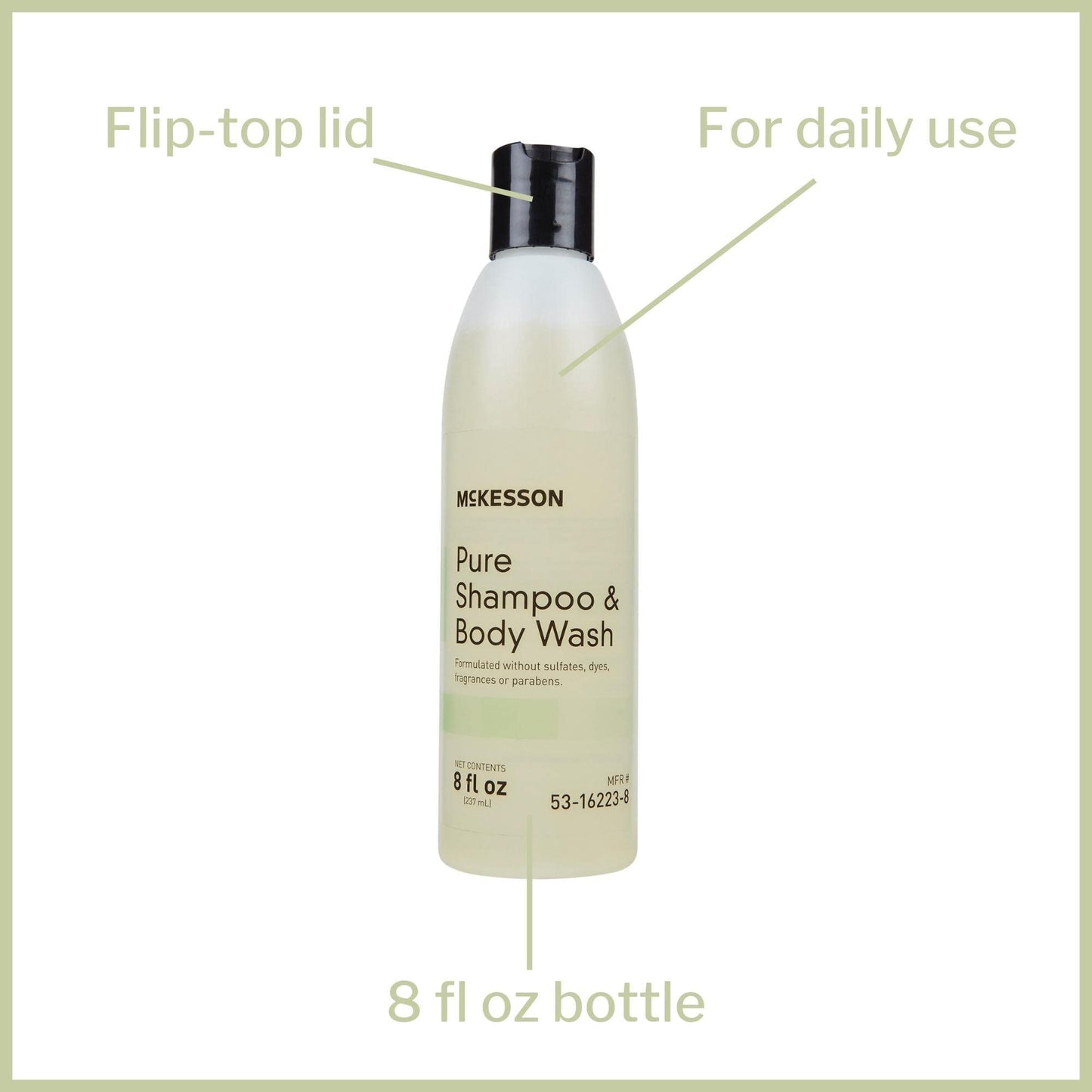 McKesson Pure Shampoo and Body Wash, Sulfates, Dyes, Fragrance and Parabens Free, Unscented, 8 oz, 1 Count Beauty & Personal Care McKesson