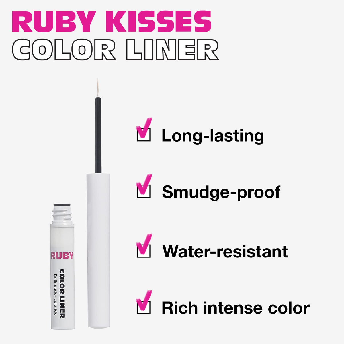 Ruby Kisses Color Liquid Eyeliner Water Resistant Long Lasting Eyeliner 3 ml (0.10 fl.oz.) (White) Beauty & Personal Care Ruby Kisses